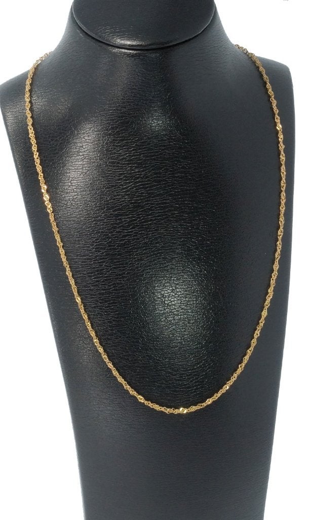 Singapore schakel 14k gouden dames ketting 45cm fraai, Voordeelsieraden, Ophalen of Verzenden, Zo goed als nieuw, Met edelsteen