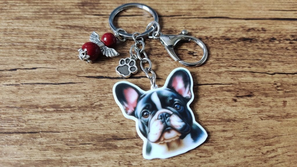 Tas/Sleutelhanger Franse bulldog groot met beschermengeltje, Verzenden, Nieuw