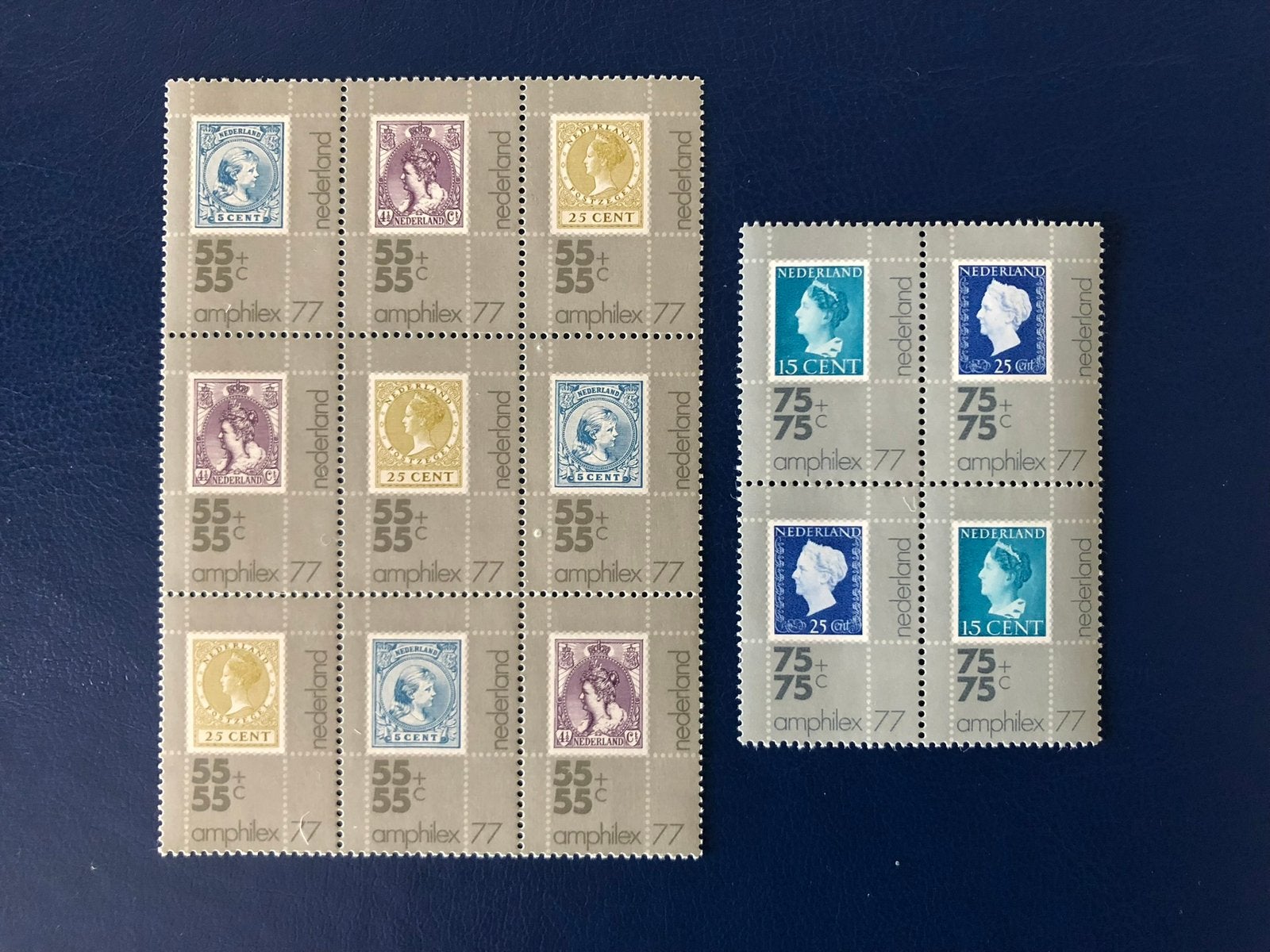 Amphilex zegels 1977 blok van 9 en blok 4 postzegels 1098-02, Postzegels en Munten, Postzegels | Nederland, Ophalen of Verzenden