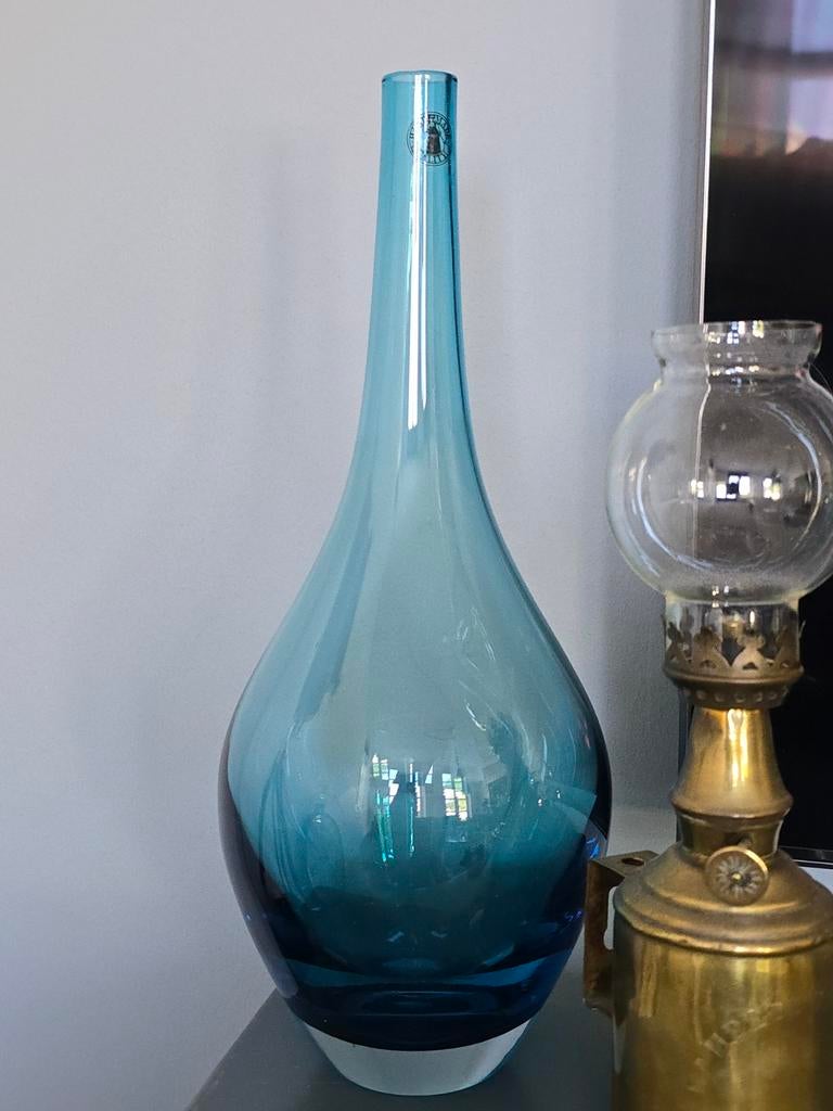 Vintage 90S cobalt blauwe  Ikea Salong-vaas Johanna Jellinek, Ophalen of Verzenden, Zo goed als nieuw, Blauw, Glas