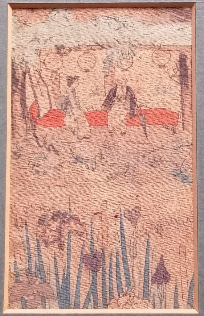 Japanse houtsnede op crepe, Met passe-partout, Dagelijks leven, 1800 - 1899, Ophalen of Verzenden