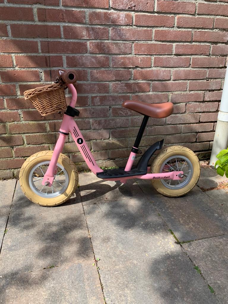 Roze loopfiets Bandits en Angels, Kinderen en Baby's, Speelgoed | Buiten | Voertuigen en Loopfietsen, Ophalen, Zo goed als nieuw