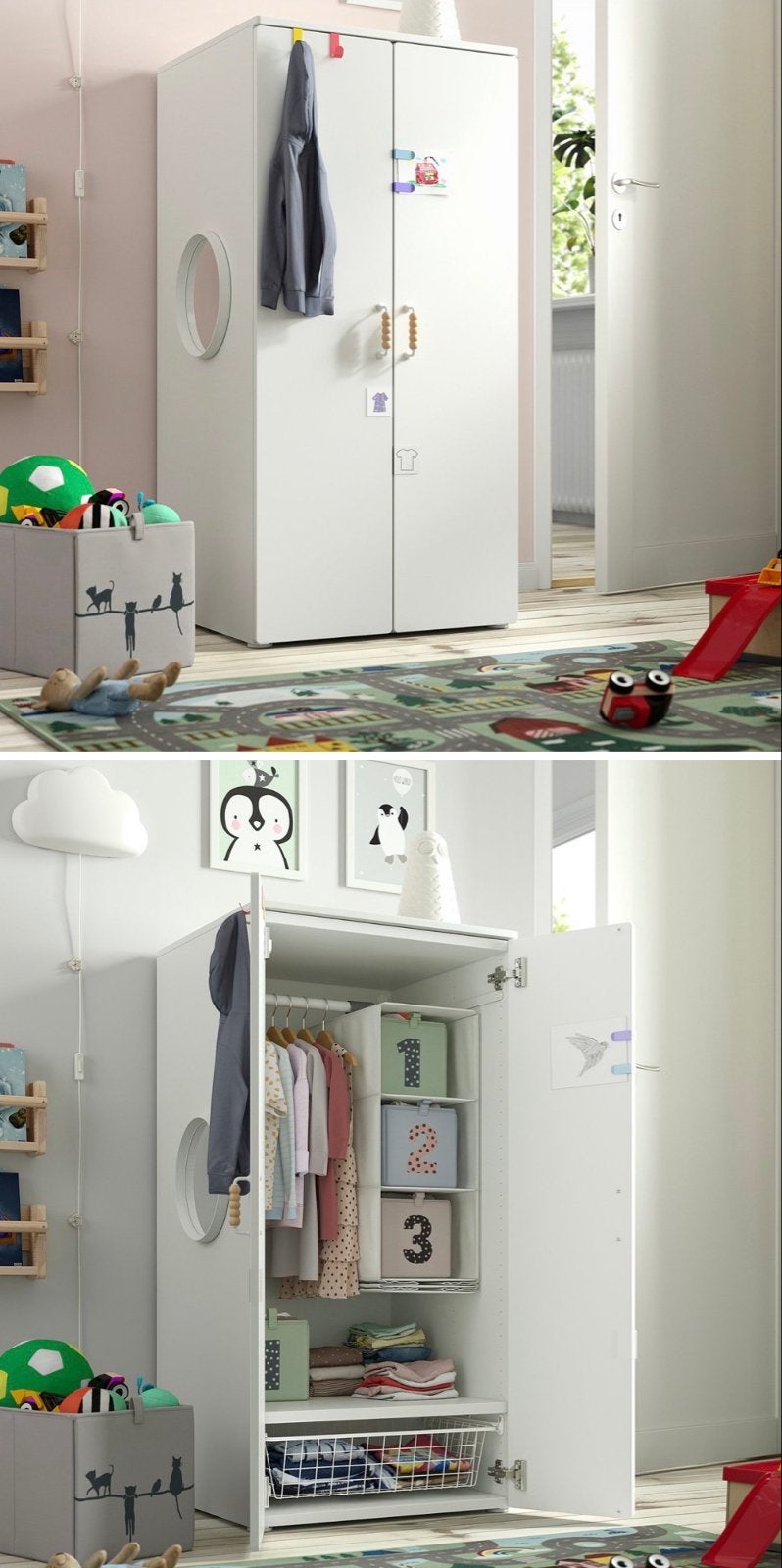 Ikea Småstad/Platsa Kinderkast - Wit, Ophalen, 50 tot 70 cm, 105 cm of meer, Zo goed als nieuw
