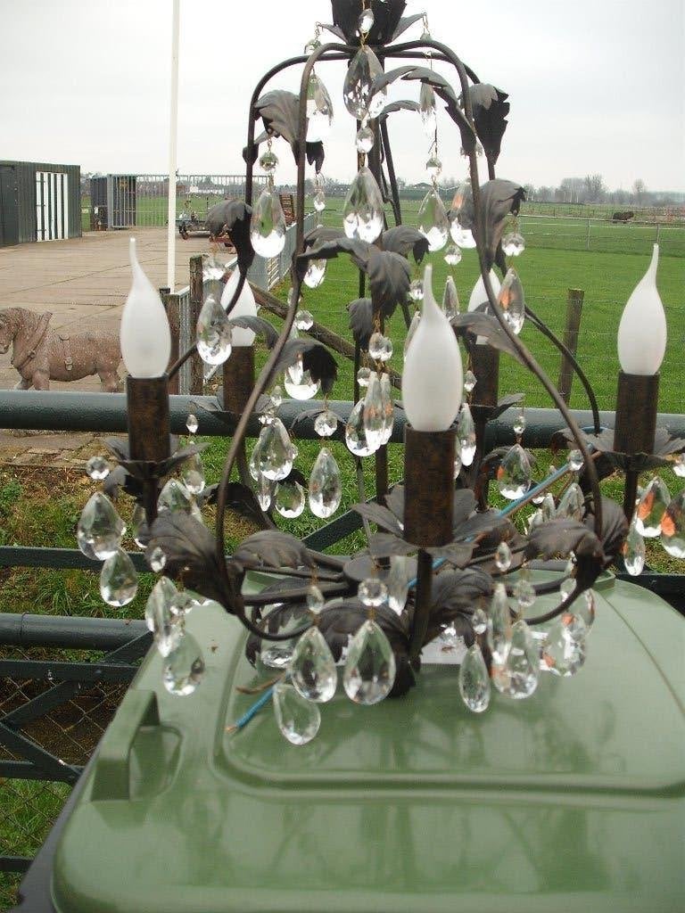 Brocante barok brons antraciet kroonluchter 51cm hoog 45 br., Ophalen, Gebruikt, Brocante barok gypsy klassiek, Overige fittingen