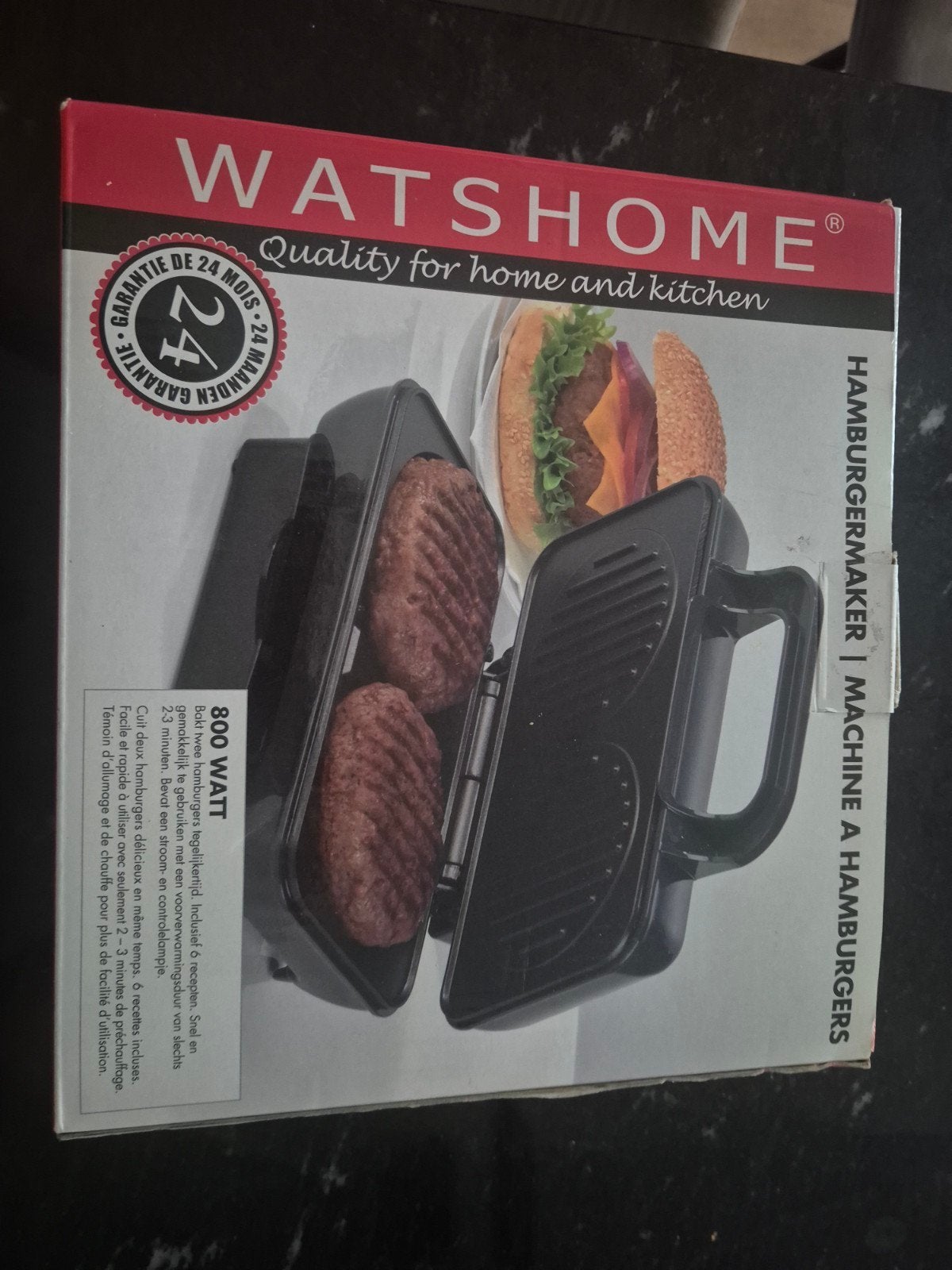 WatsHome Hamburger Grill - 800W Hamburger Maker, Ophalen of Verzenden, Nieuw
