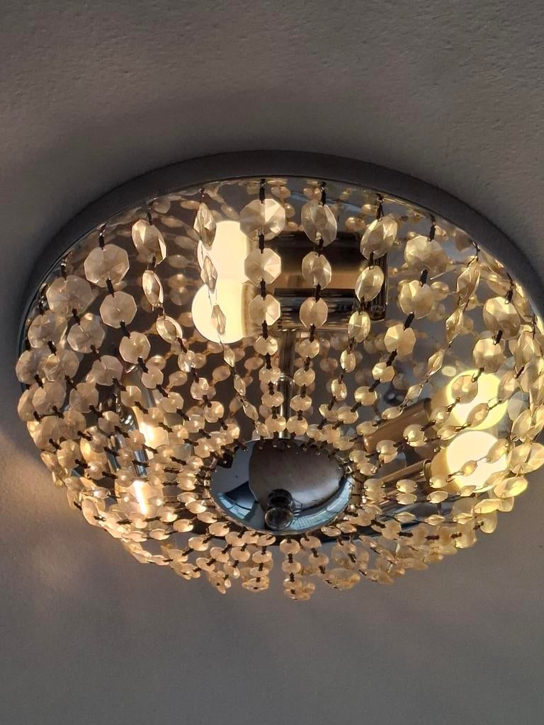 3x Plafondlamp met kristallen kralen, Ophalen of Verzenden, Zo goed als nieuw, Glas