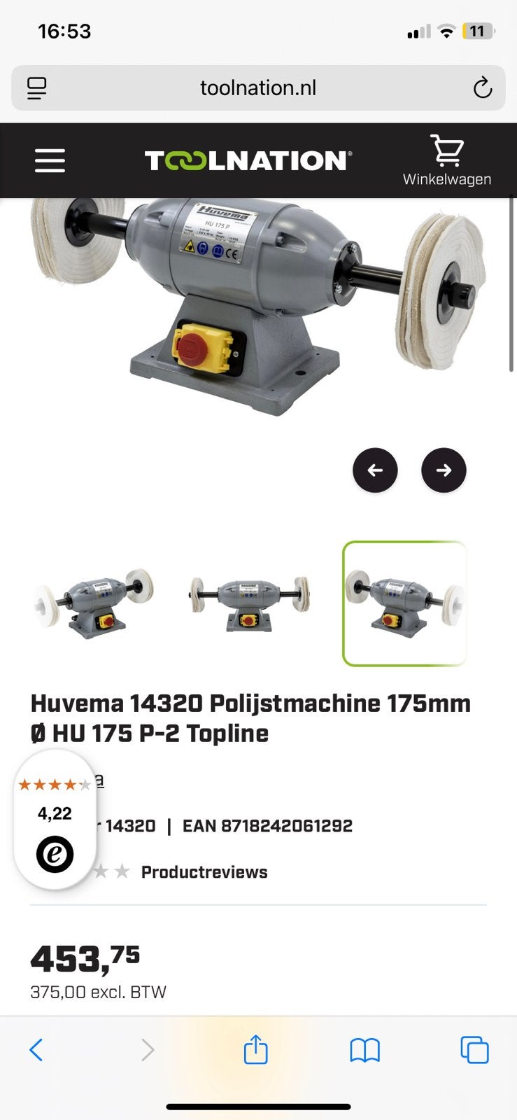 Huvema professionele polijstmachine HU 175 P  voor werkbank, Ophalen, Zo goed als nieuw