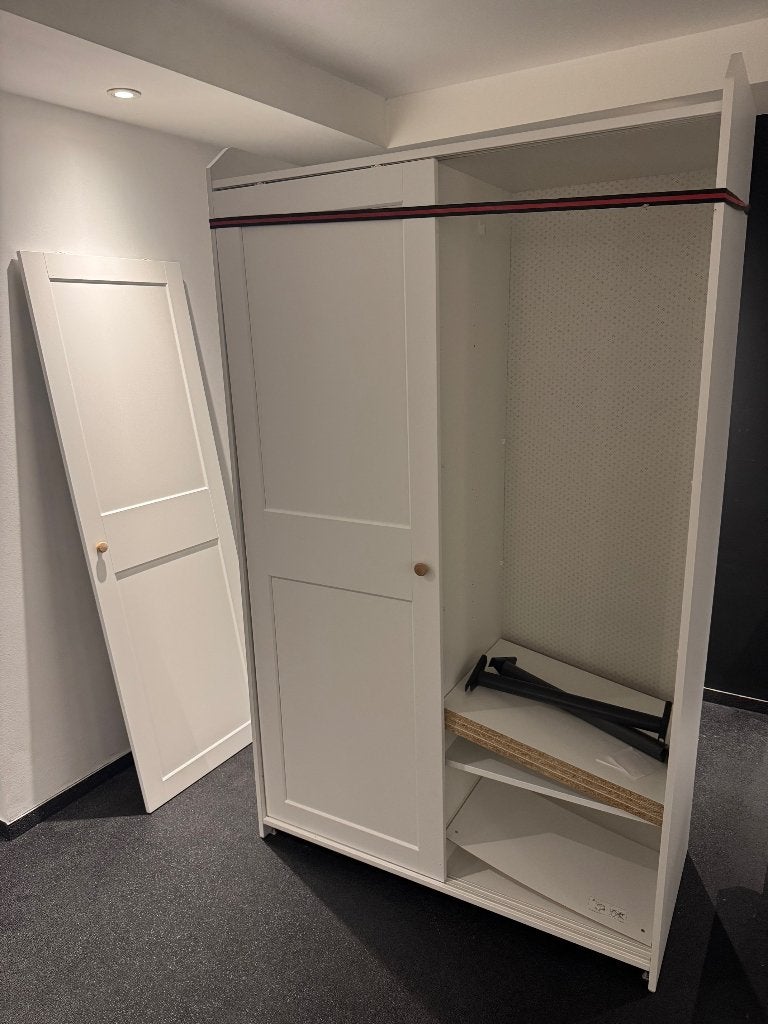 Schuifdeurkast Hauga Ikea wit 118x55x199 cm, Ophalen, Gebruikt, 150 tot 200 cm, Minder dan 100 cm