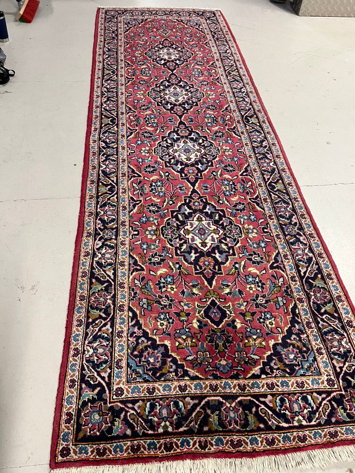 Perzisch tapijt handgemaakt Loper kashan 320x100,, Ophalen, Bruin, 200 cm of meer, 50 tot 100 cm