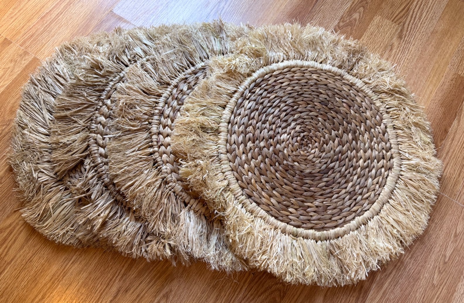 4 grote natuurlijke materialen placemats onderzetter d52, Huis en Inrichting, Placemat, Ophalen of Verzenden, Beige, Natuurlijk materiaal