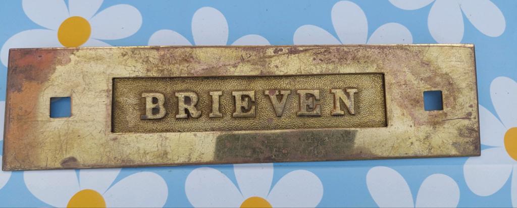 Oude messing- brievenbus, brocante klep-brievenbus, Ophalen of Verzenden, Gebruikt, Overige materialen, Brievenbusklep