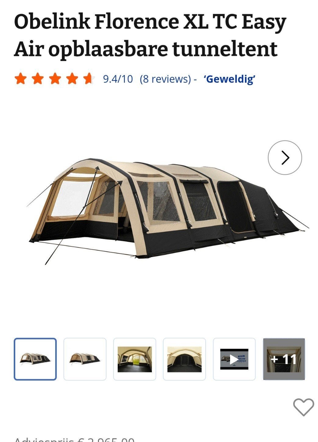 air tunnel tent, Ophalen, Nieuw, Tot en met 6