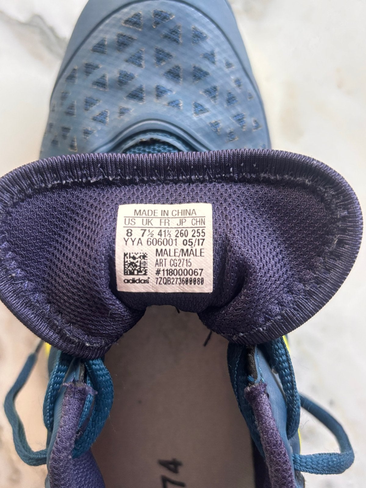 Adidas hockeyschoenen - Maat 41 1/3 - Blauw/Geel, Sport en Fitness, Ophalen of Verzenden, Gebruikt, Schoenen