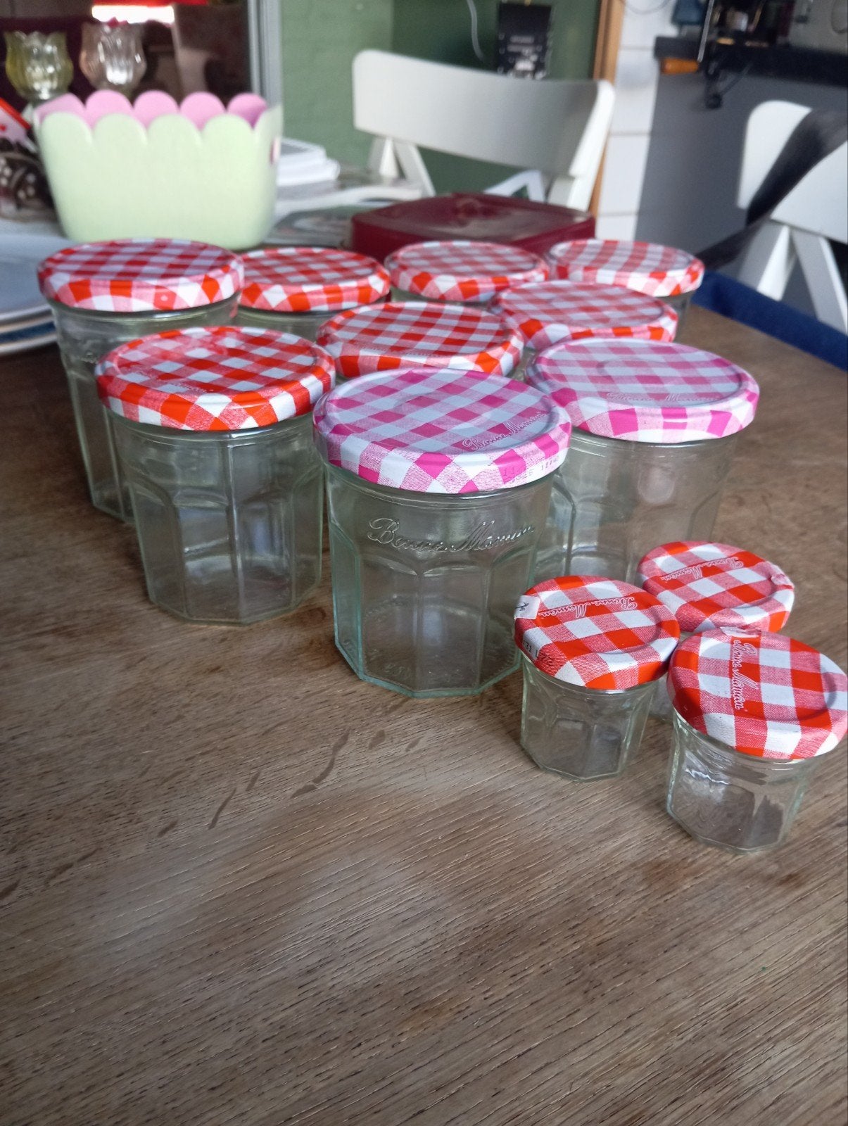 Diverse Bonne Maman potjes met deksel, Ophalen of Verzenden, Voorraadpot, Meerkleurig, Overige merken