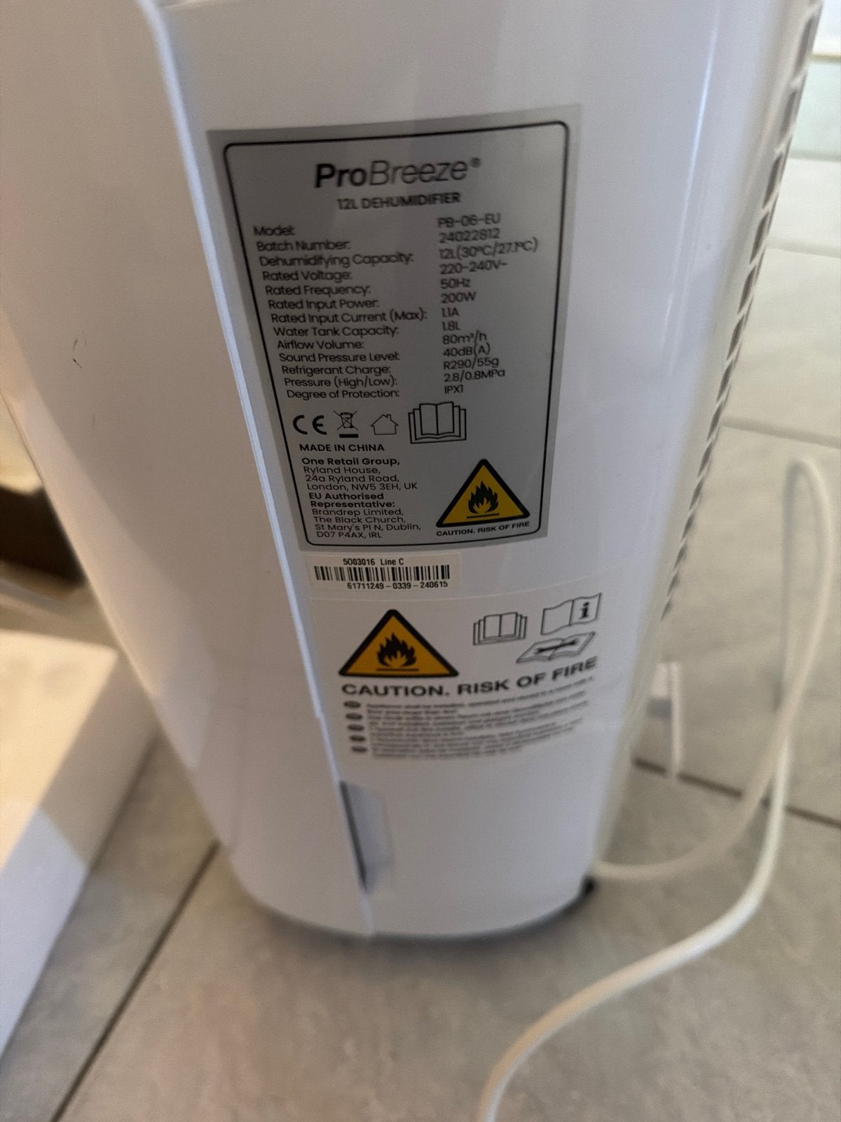 ProBreeze 12L/dag Luchtontvochtiger - PB-06-EU, Witgoed en Apparatuur, Ophalen of Verzenden, Zo goed als nieuw, Luchtontvochter