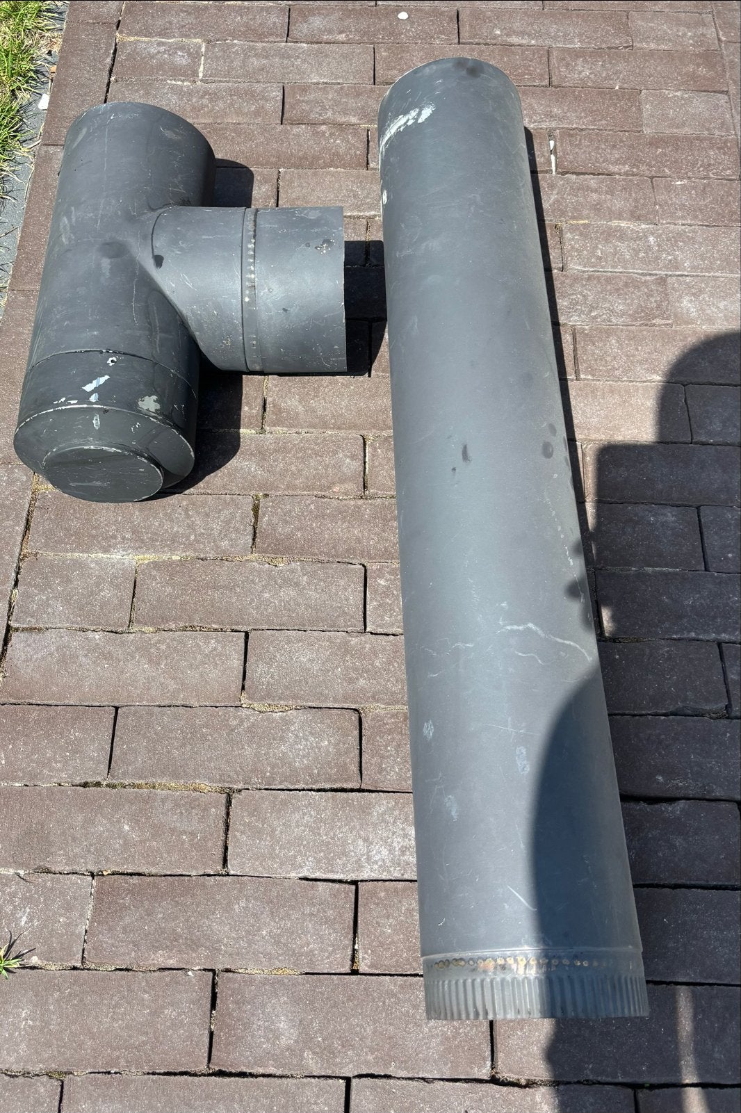 Rookkanaal T-stuk en pijp voor kachel of CV-ketel, Doe-het-zelf en Verbouw, Verwarming en Radiatoren, Ophalen, 30 tot 80 cm, Gebruikt