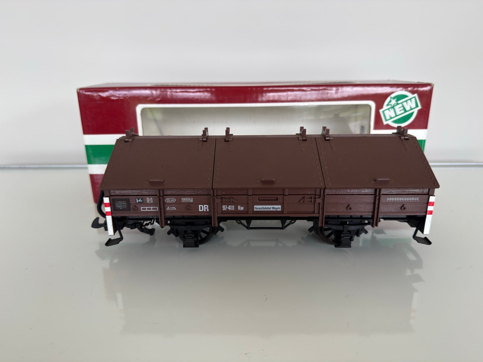 LGB 4111 DR klapdekselwagen, in OVP, spoor G, Gebruikt, Gelijkstroom, Wagon, Ophalen of Verzenden