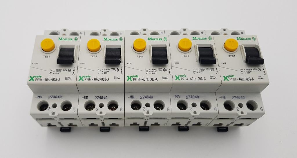 Moeller Groepenkast Aardlekschakelaar PFIM 40A 30mA (5x), Gebruikt, Onbekend, Ophalen of Verzenden, Onbekend