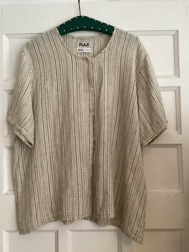 Mt 46/48 Flax 100% linnen blouse wit grijs zwart, Kleding | Dames, Flax, Wit, Maat 46/48 (XL) of groter, Ophalen of Verzenden