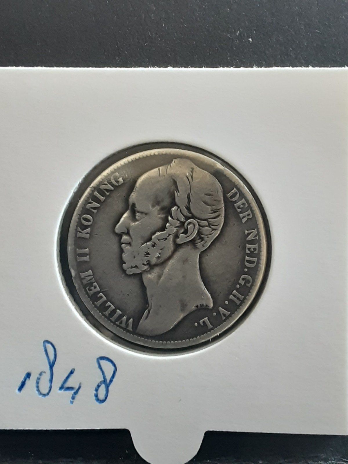 1 gulden 1848 koning Willem II, 1 gulden, Zilver, Ophalen of Verzenden, Losse munt