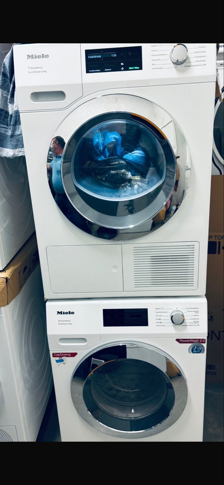 Miele Wasmachine WEI335 WPS & Wasdroger TEJ696WP, 8 tot 10 kg, Ophalen of Verzenden, Zo goed als nieuw