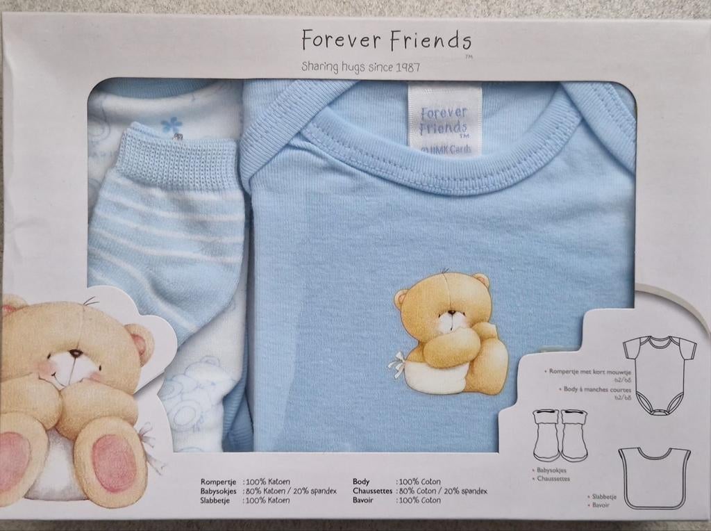 Forever Friends Baby Cadeauset - Rompertje, Slab, Sokjes, Kinderen en Baby's, Ophalen of Verzenden, Nieuw, Forever Friends, Jongetje