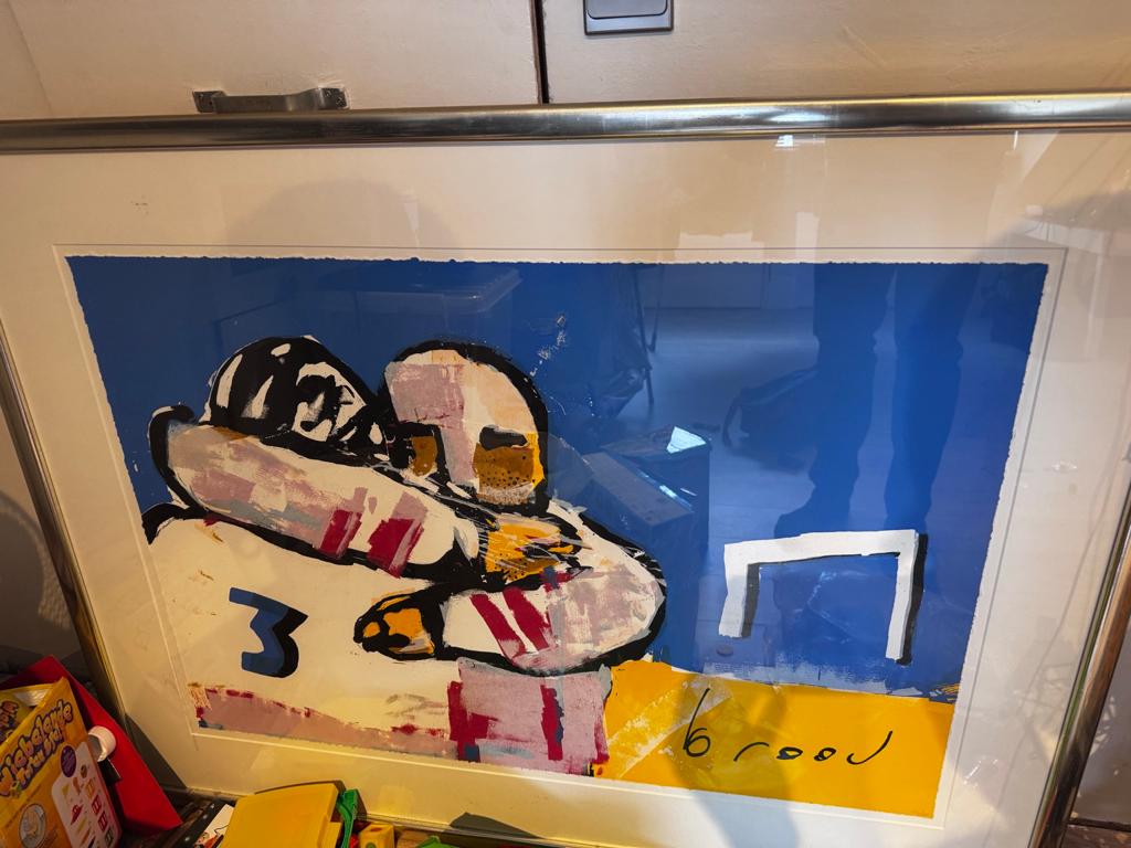 Grote gesigneerde Herman Brood zeefdruk “Hockey” 123x94, Ophalen of Verzenden