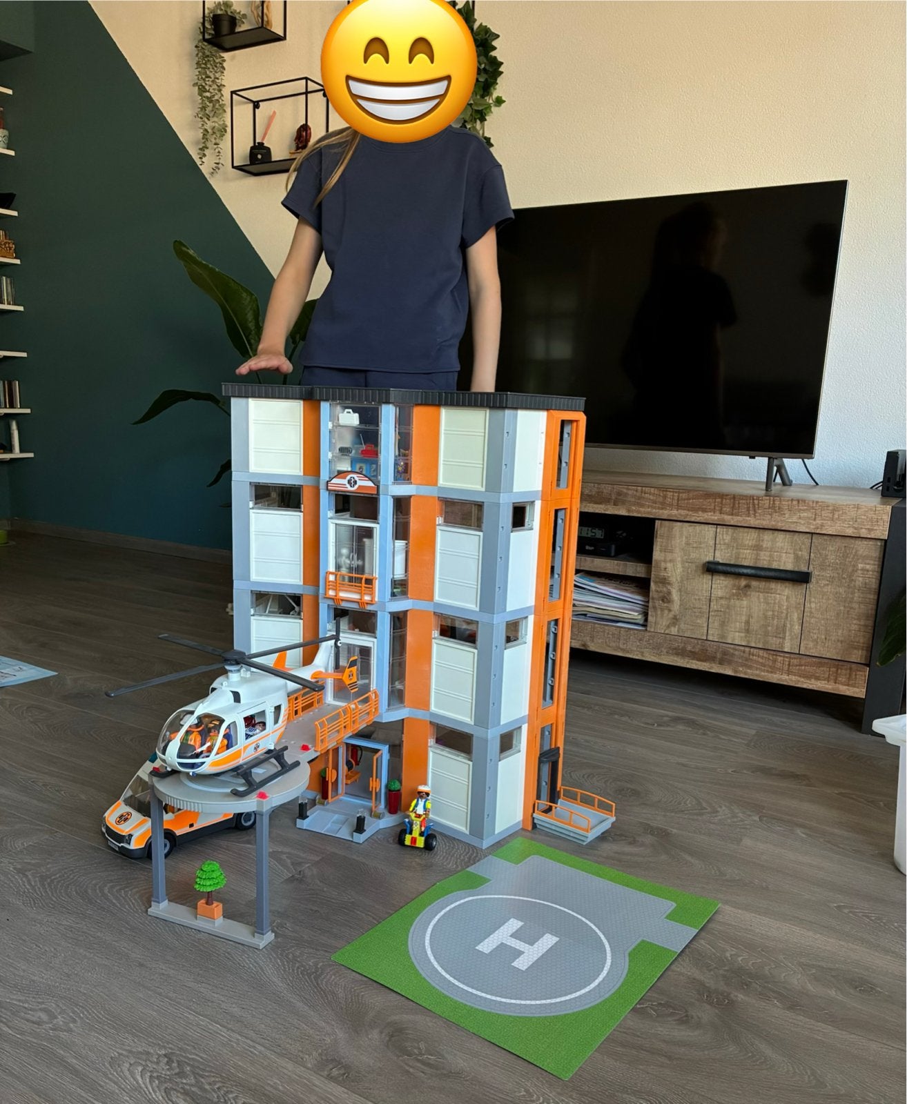 Playmobil Ziekenhuis met helikopter en ambulance, Ophalen, Gebouw, Complete set, Zo goed als nieuw