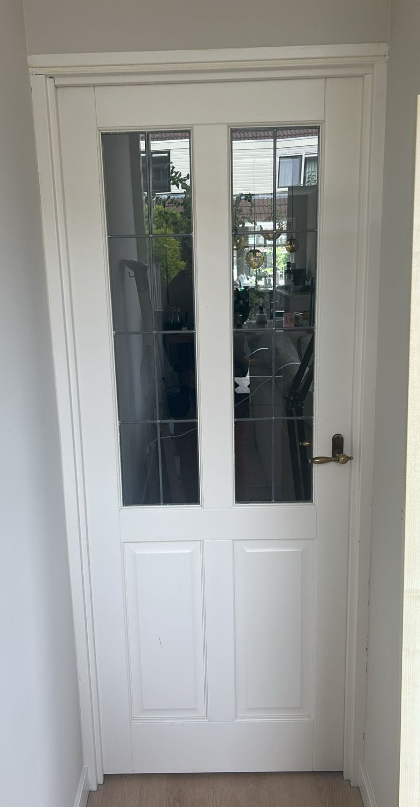 Witte binnendeur met glaspanelen, Ophalen, Gebruikt, Minder dan 80 cm, Binnendeur