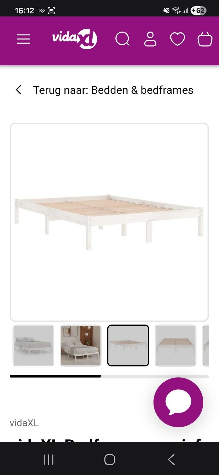 Bed wit hout 180 x 200, Wit, Tweepersoons, Ophalen of Verzenden, Zo goed als nieuw
