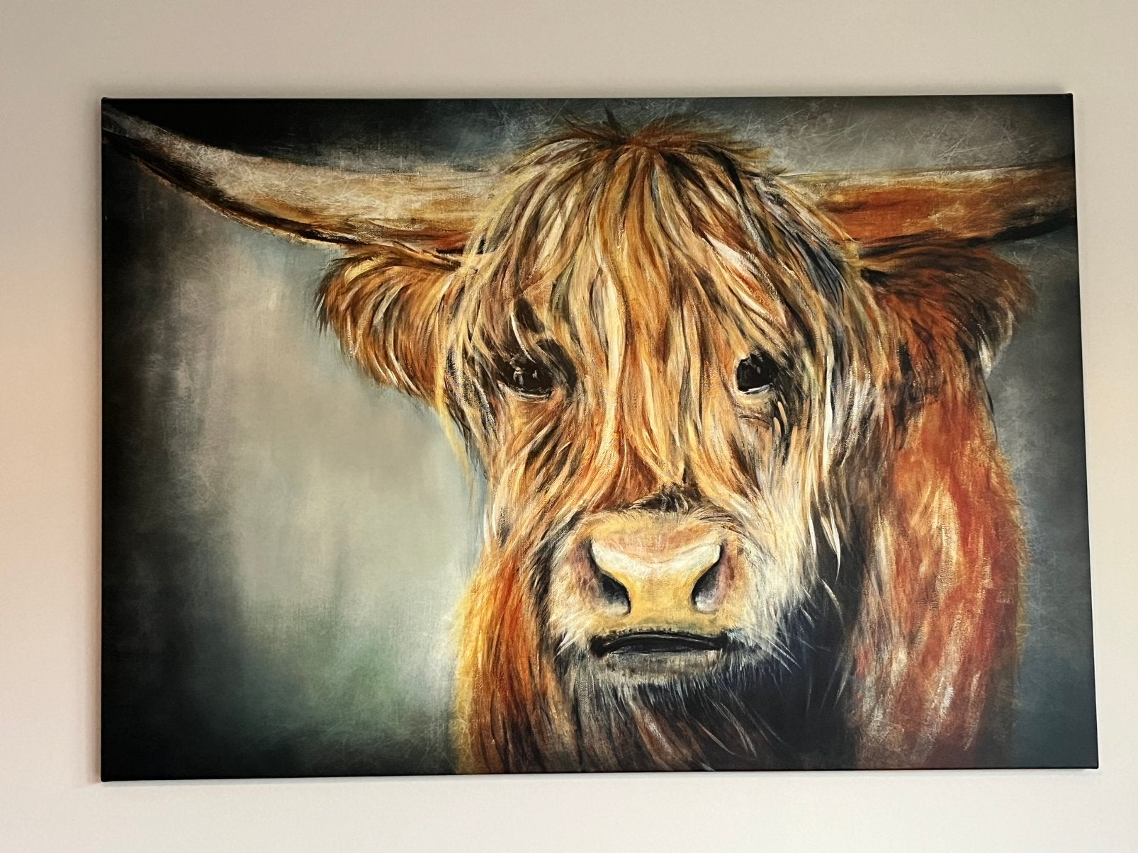 Schotse hooglander canvas schilderij, Ophalen, Zo goed als nieuw, Schilderij
