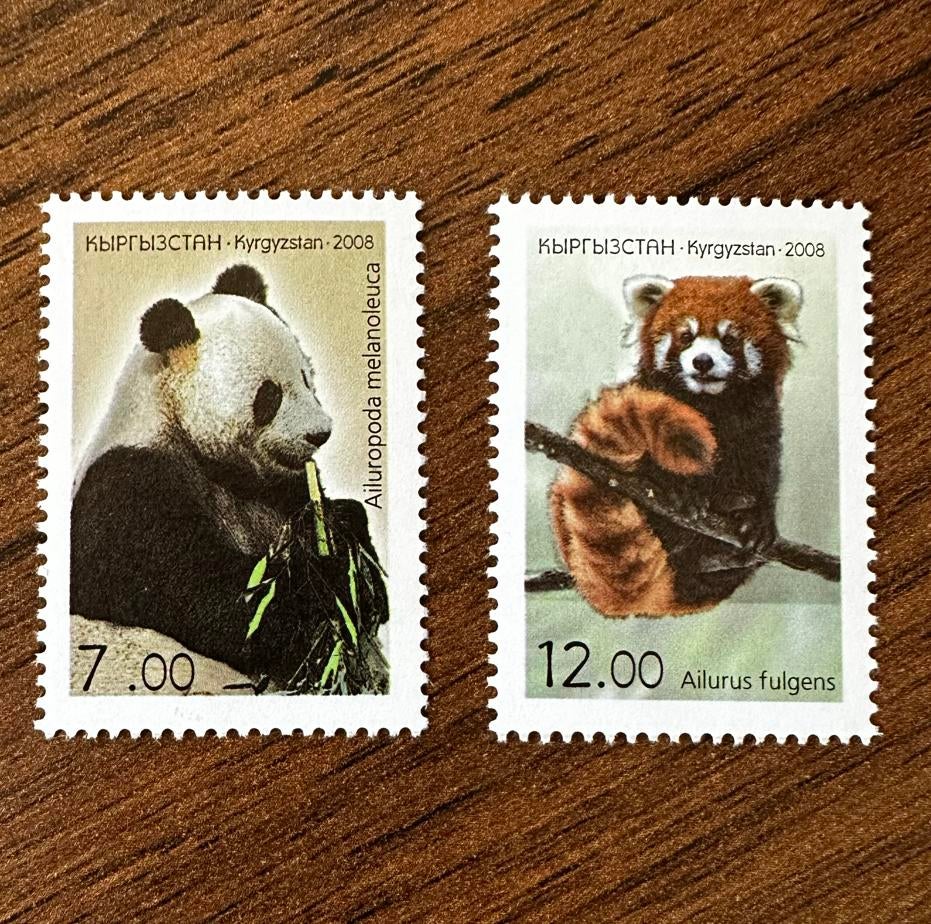 Kirgizië 2008 panda postzegels dieren postfris, Ophalen of Verzenden, Postfris