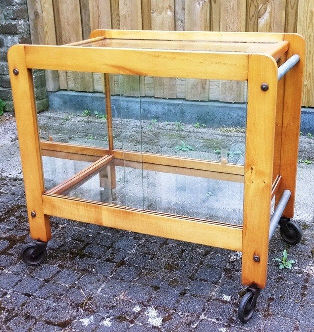 Antieke trolley / drank kar / vitrine, Ophalen