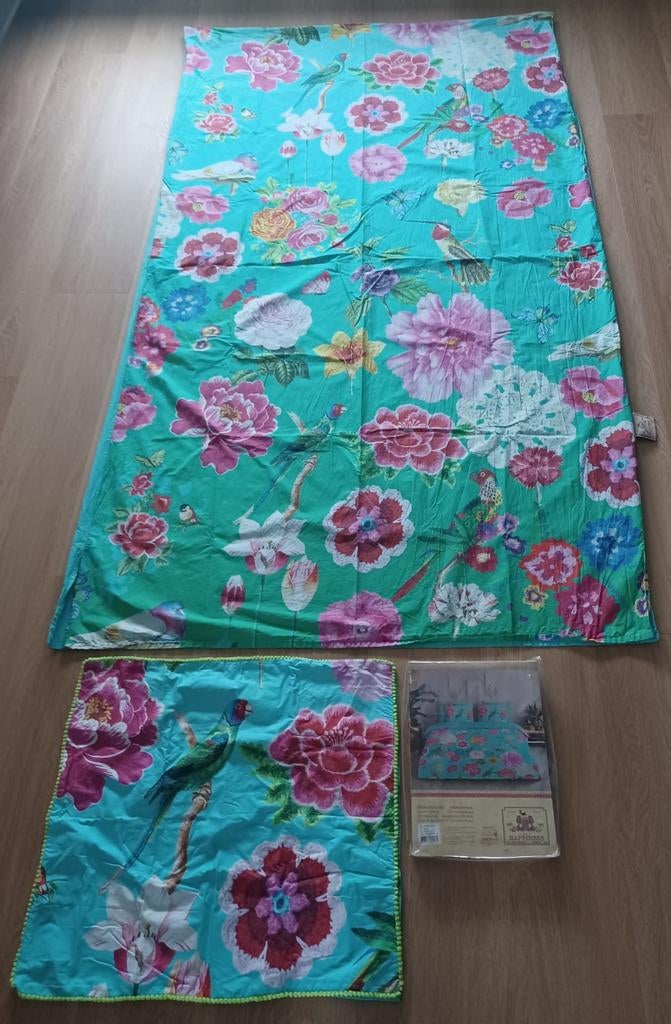 Happiness Suzy Aqua katoen percal dekbedovertrek 140x200/220, Eenpersoons, Blauw, Dekbedovertrek, Ophalen of Verzenden