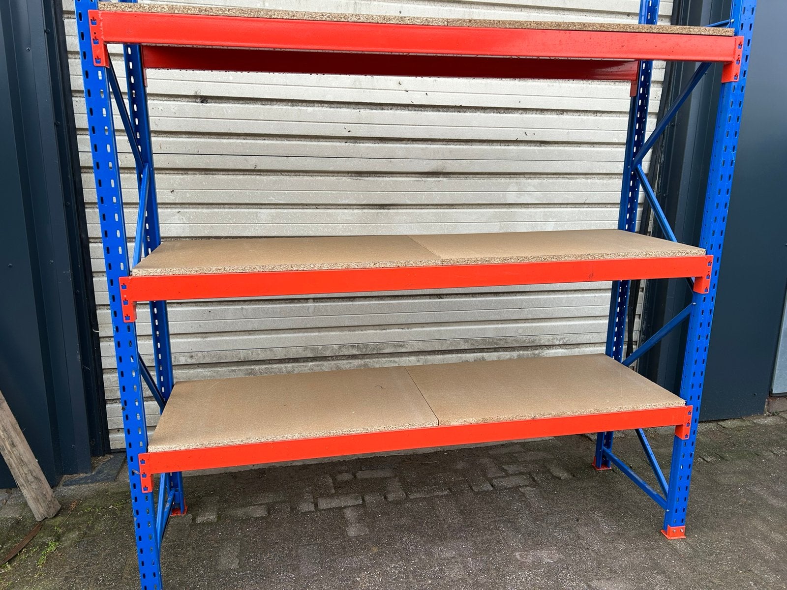 Nette zware grootvakstelling 60 euro per meter stelling, Ophalen, 250 cm of meer, Planken