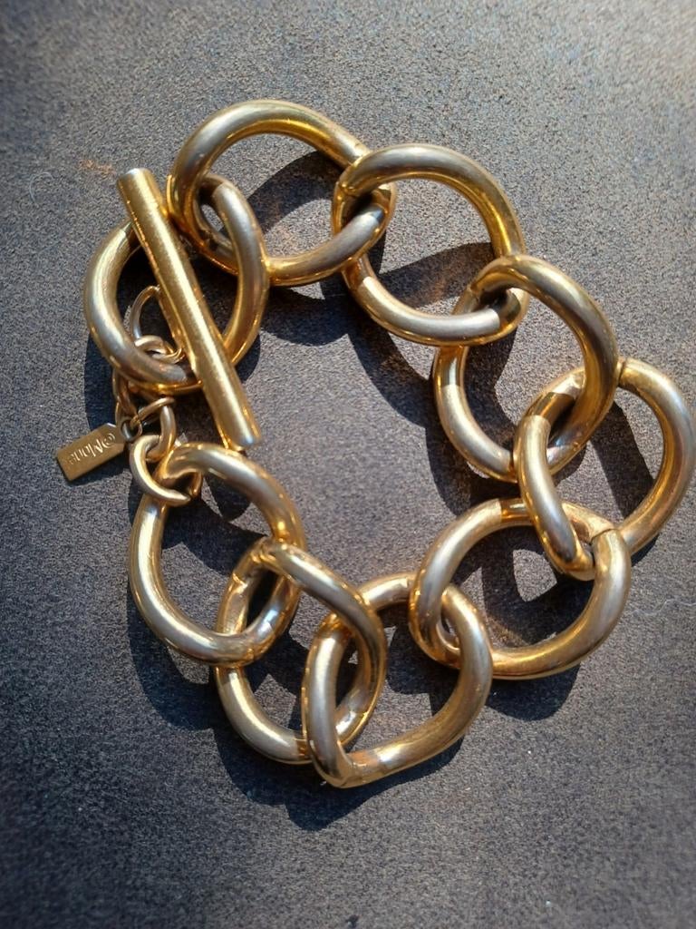 Monet Gouden Schakelarmband, Ophalen of Verzenden, Gebruikt, Goud, Overige materialen
