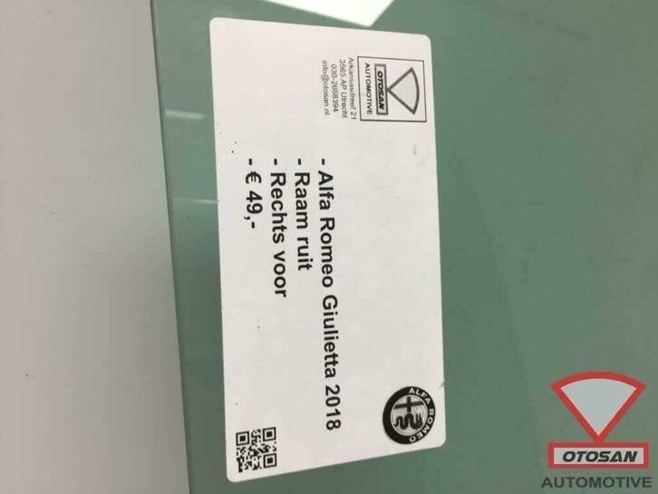 alfa romeo giulietta raam ruit deur portier rechts voor, Auto-onderdelen, Gebruikt, Dpofca@stellantis.com, Stellantis Europe S.p.A.