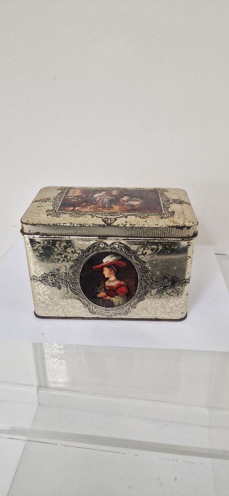 Vintage koffieblik van goudblad, Ophalen of Verzenden, Gebruikt, Koffie, Overige merken