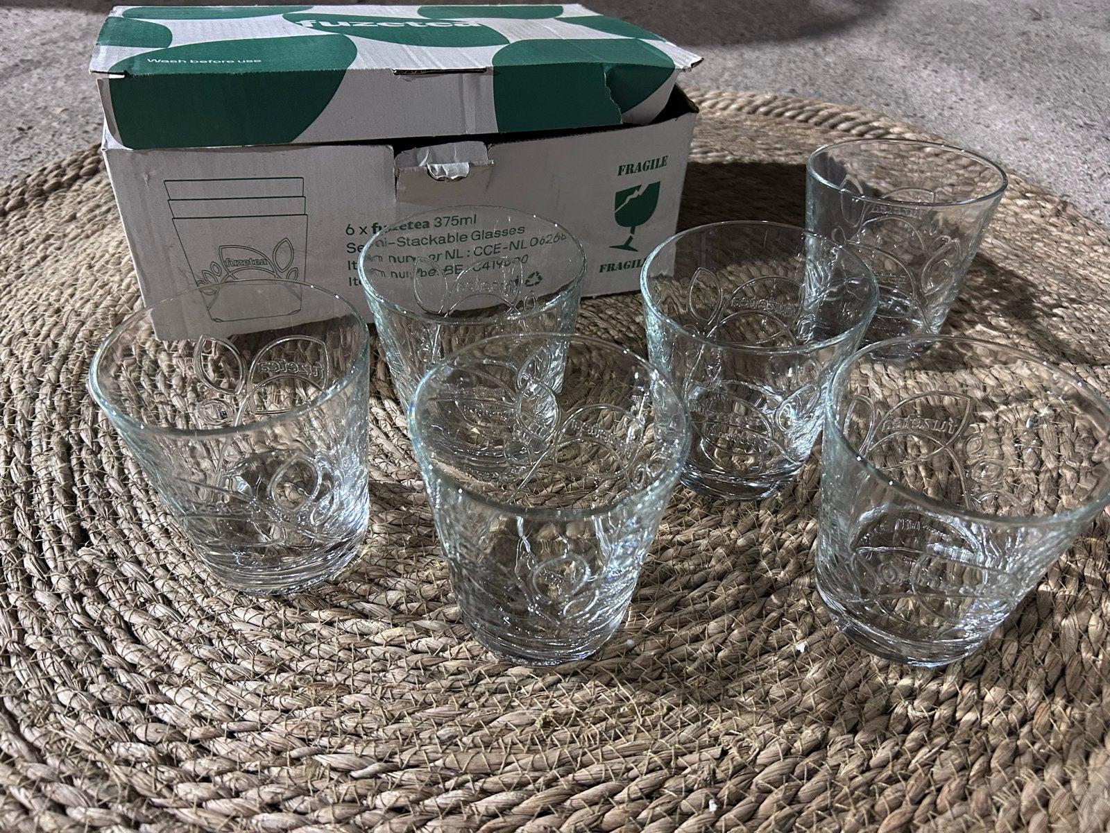 Fuzetea glazen nieuw!! 36 stuks in dozen HORECA, Ophalen of Verzenden, Nieuw, Frisdrankglas