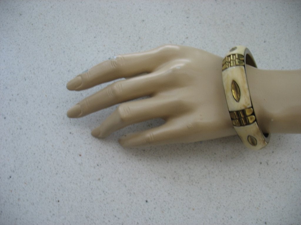 Armband Tribal Berber Etnisch Hoorn + Koperen Accenten, Ophalen of Verzenden, Overige materialen, Armband