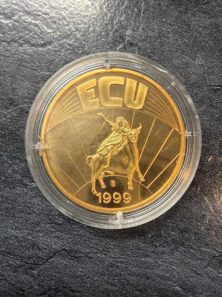 Gouden ECU munt 1999 - Europa thema, Postzegels en Munten, Munten | Europa | Euromunten, Overige landen, Losse munt, Goud, Overige waardes