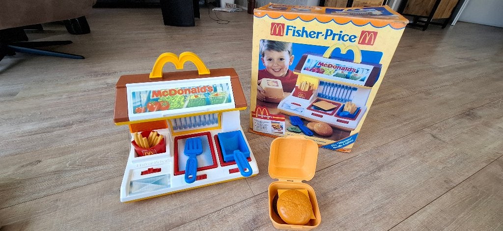 Fisher Price McDonalds Cooking Center 2119 Vintage met doos, Ophalen of Verzenden, Gebruikt, Speelset