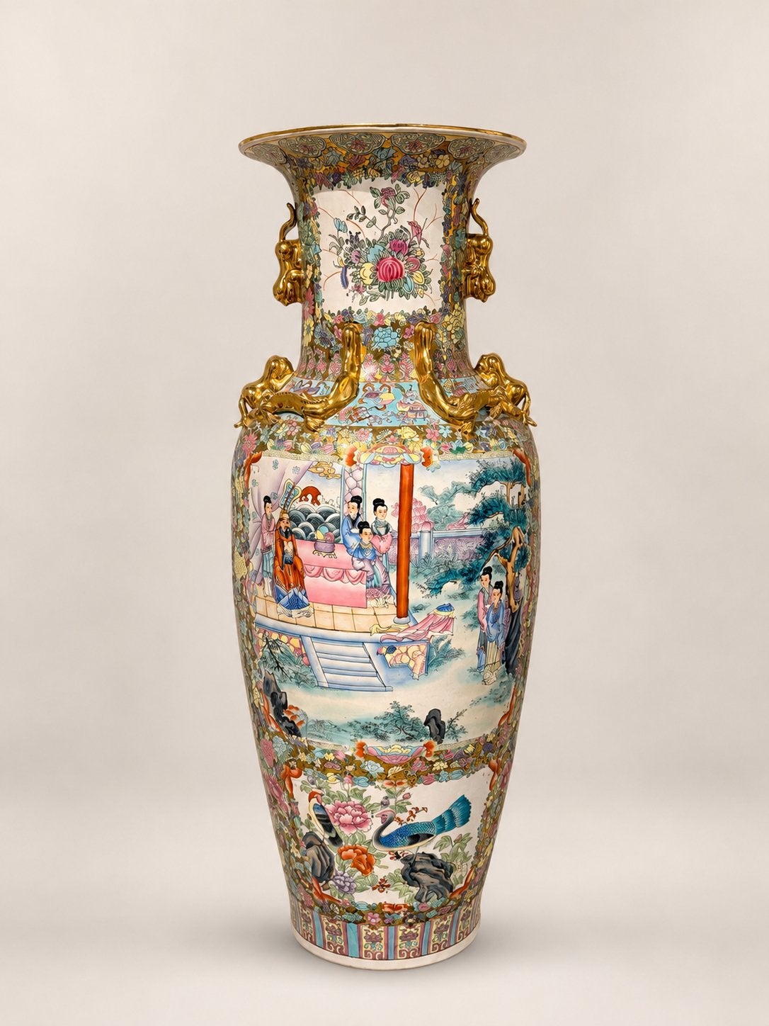 Unieke Chinese vaas gouden decoratie - 140x55 - evt ruilen, Ophalen of Verzenden