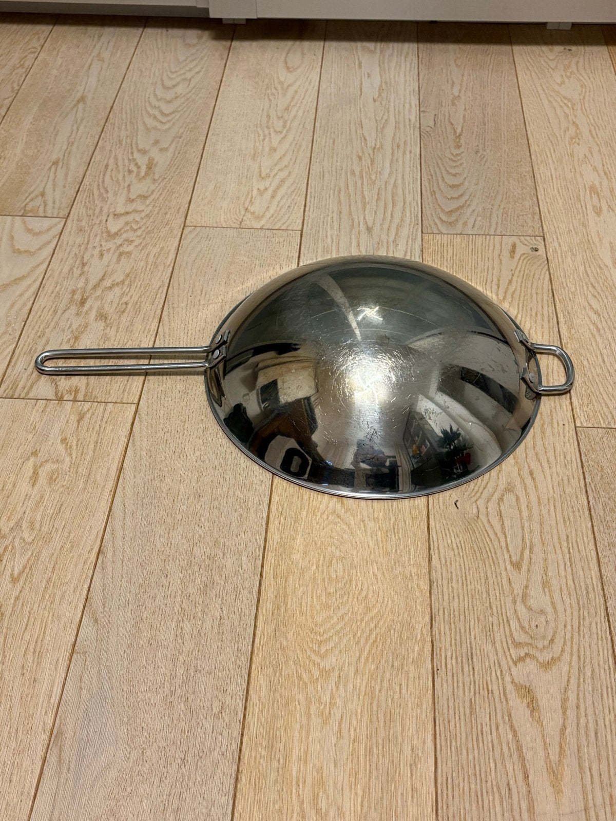 Roestvrijstalen Wokpan met Handvat 32cm, Huis en Inrichting, Keuken | Potten en Pannen, Gebruikt, Met handvatten, Ophalen of Verzenden