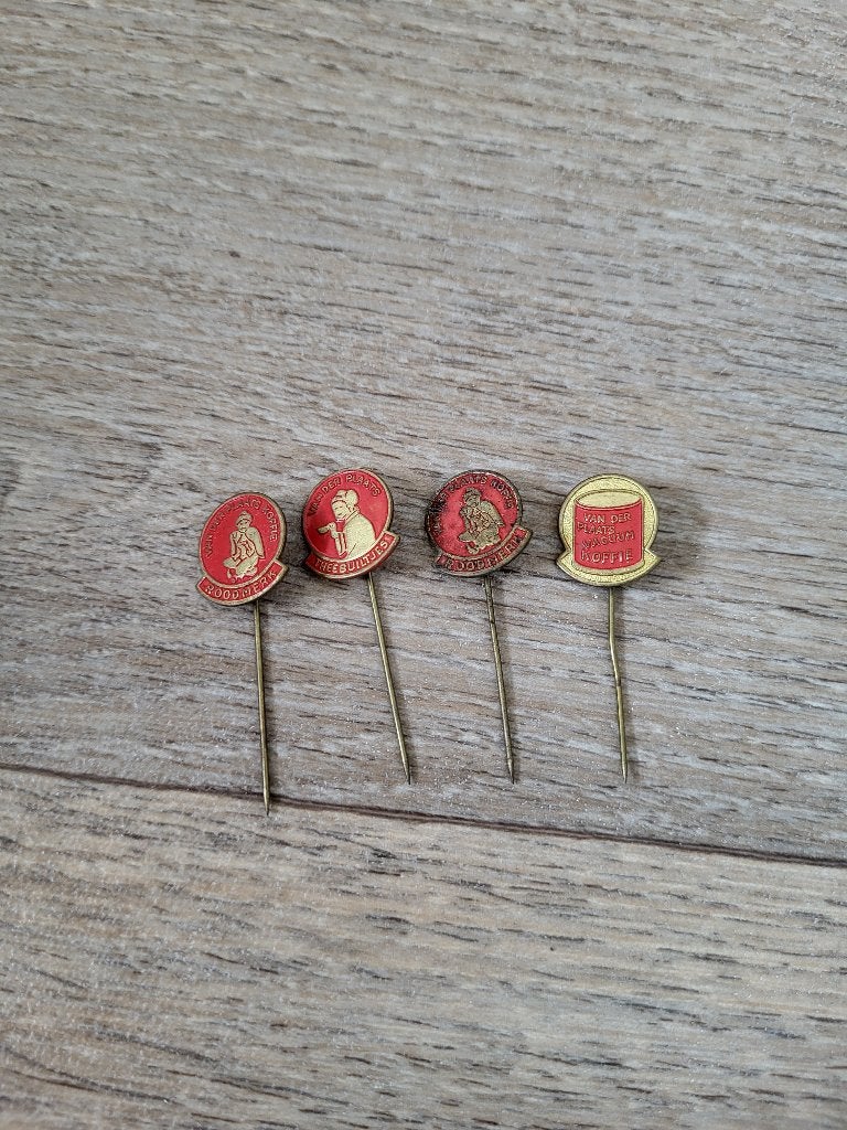 4x Pins Speldjes Van der Plaats Koffie Thee Producten, Ophalen of Verzenden, Zo goed als nieuw