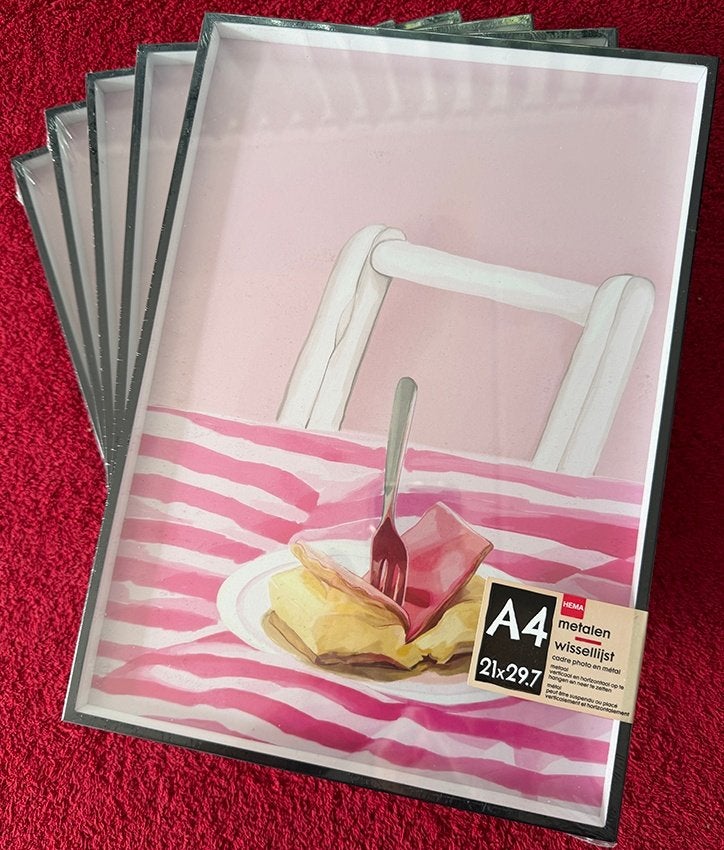 5 HEMA fotolijstjes A4 zwart metaal, Ophalen, 30 cm, 21 cm, Nieuw