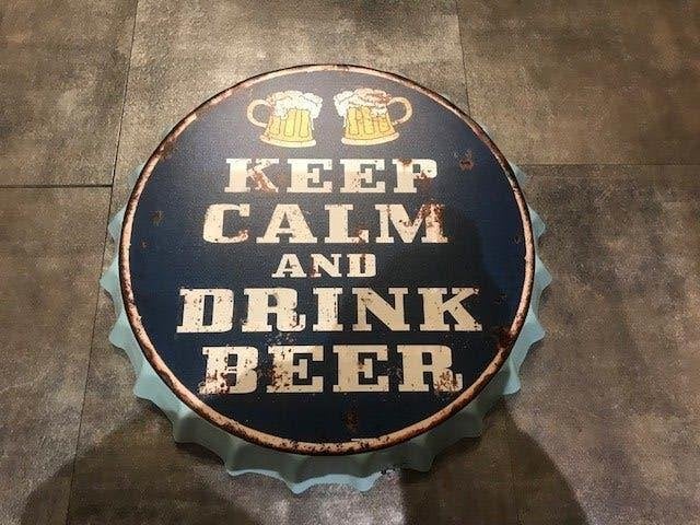 grote blikken bierdop, mancave-item, Antiek en Kunst, Curiosa en Brocante, Ophalen of Verzenden