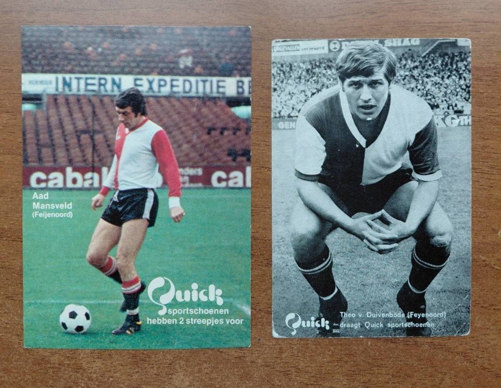 2x Spelerskaatren Feyenoord Mansveld en van Duivenbode, Verzenden, Zo goed als nieuw, Feyenoord, Spelerskaart