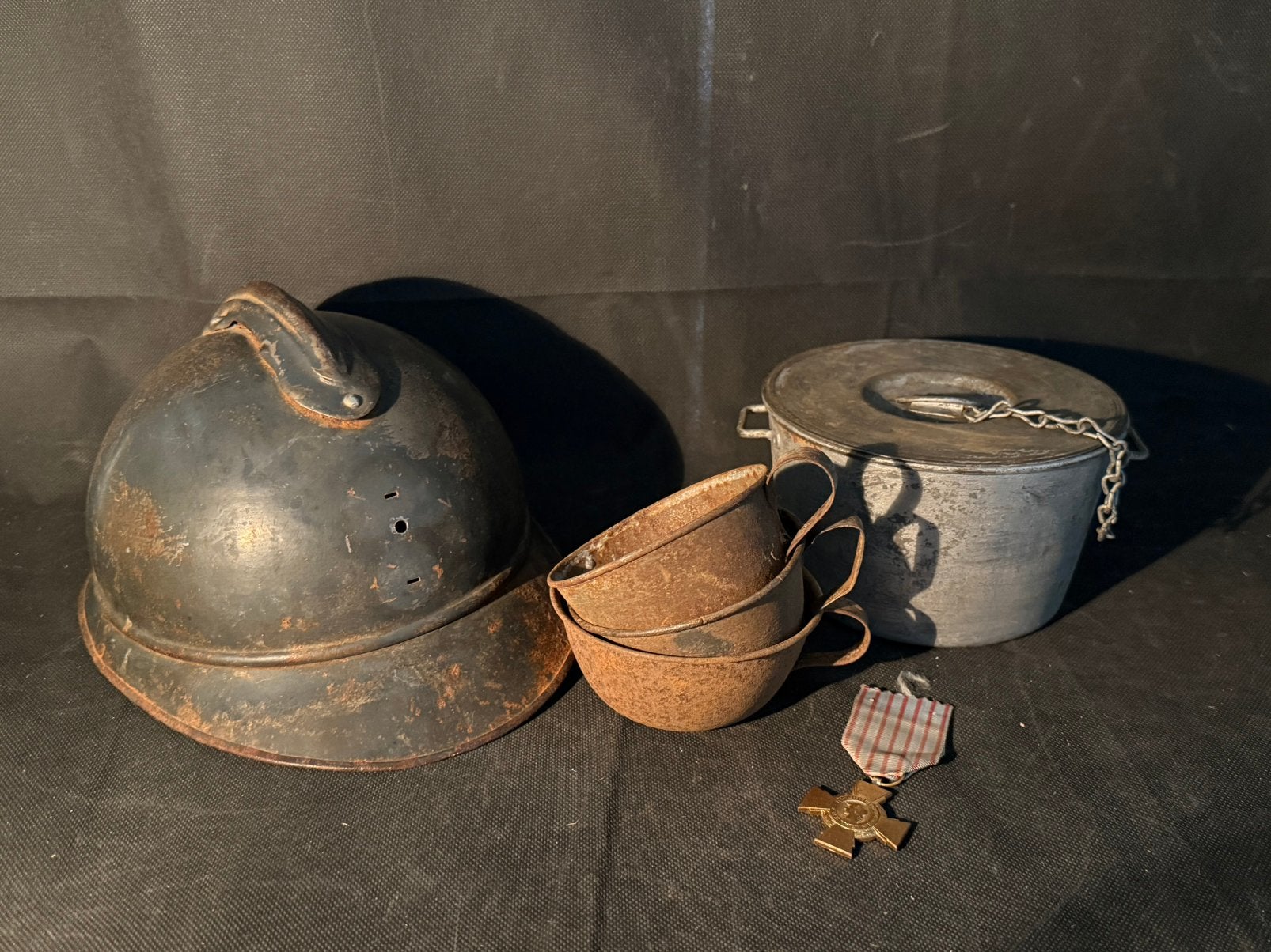 Lot Frans WW1 WO1, Ophalen of Verzenden, Landmacht, Overige gebieden, Helm of Baret