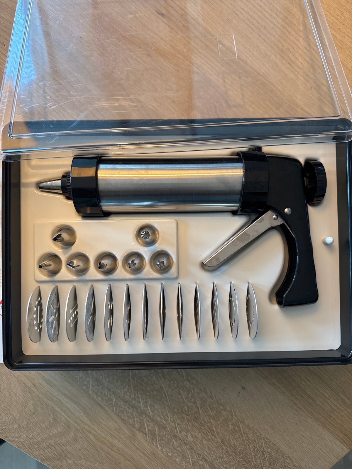Koekjespers & Icing Set - Roestvrij staal, Overige typen, Zilver, Ophalen of Verzenden, Zo goed als nieuw